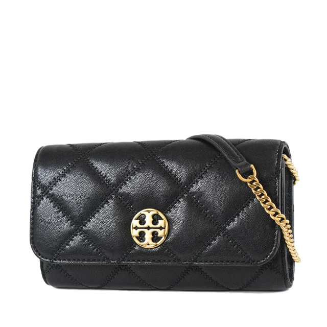 TORY BURCH WILLA 金色LOGO菱格翻蓋肩背/