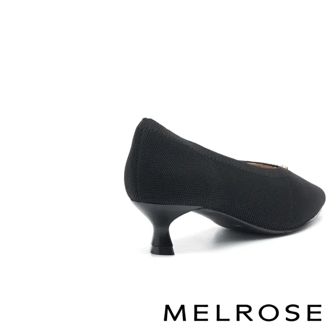 【MELROSE】美樂斯 甜美氣質小蝴蝶結飛織布尖頭高跟鞋(黑)
