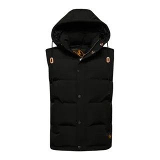 【Superdry】男裝 連帽背心 Everest Hooded Puffer Gilet(黑)