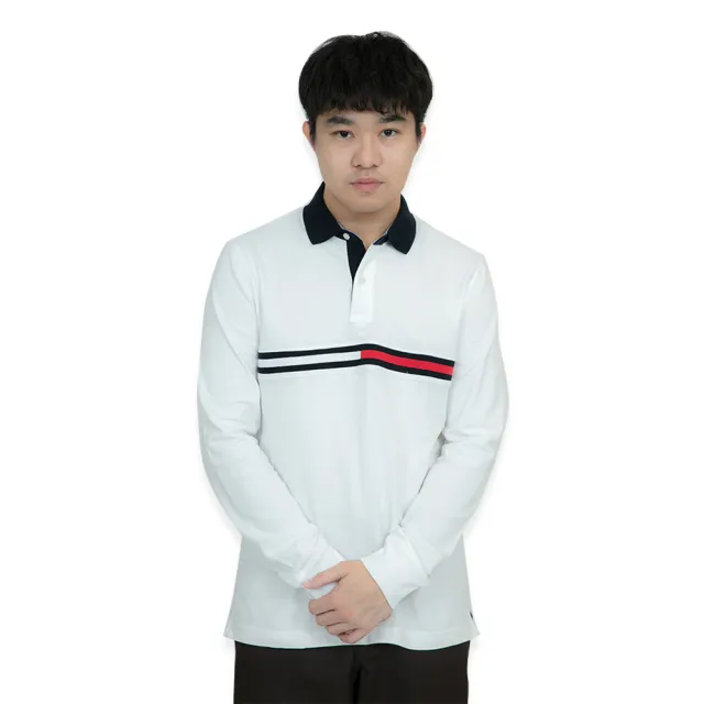 【Tommy Hilfiger】長袖polo衫 湯米 長袖 polo衫 下擺開衩 平輸品(長袖 POLO衫 白色 POLO衫)