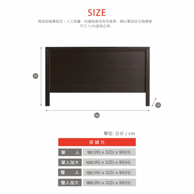【IHouse】經濟型日式素面床頭片-雙大6尺