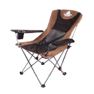 【Outdoor Camp】雙色-太平洋 專利雙層網狀透氣鋼管三段椅_承重100kg(OC-502C 深咖啡)