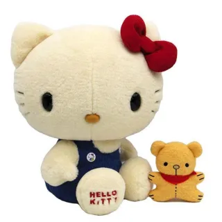 【小禮堂】Hello Kitty 絨毛玩偶娃娃2入組 L - 復古系列(平輸品)