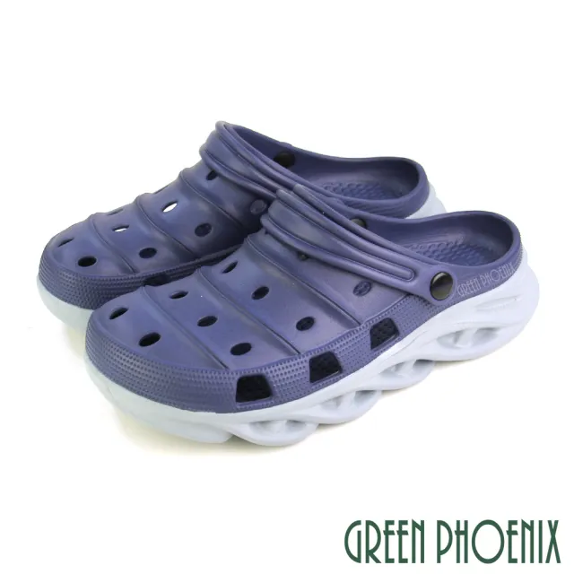 【GREEN PHOENIX 波兒德】男款 防水 布希鞋 洞洞鞋 雨鞋 水鞋 涼拖鞋 輕量(深綠、深藍、淺灰、黑色)