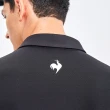 【LE COQ SPORTIF 公雞】高爾夫系列 男款黑色質感印花彈力POLO長袖棉衫 QGS2T110