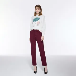 【HONOR 山形屋】素色腰間金飾長褲-酒紅/黑(MOMO獨家限定)