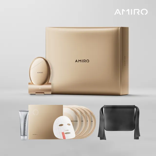 【AMIRO】S1 時光機黃金點陣美容儀+專用塑顏面膜8片組合(贈專用凝膠1條+贈專用塑顏面膜4片 情人節 禮物)