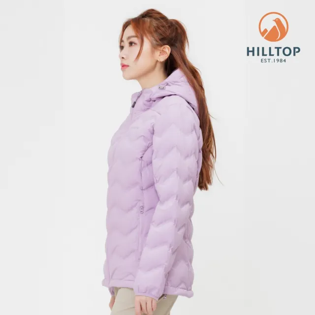 【Hilltop 山頂鳥】防潑水無縫保暖蓄熱羽絨連帽短版外套 女款 霧紫｜PF22XF24ECJ1