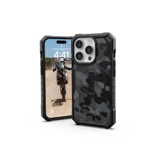 【UAG】iPhone 15 Pro 磁吸式耐衝擊保護殼-迷彩黑(吊繩殼 支援MagSafe功能)