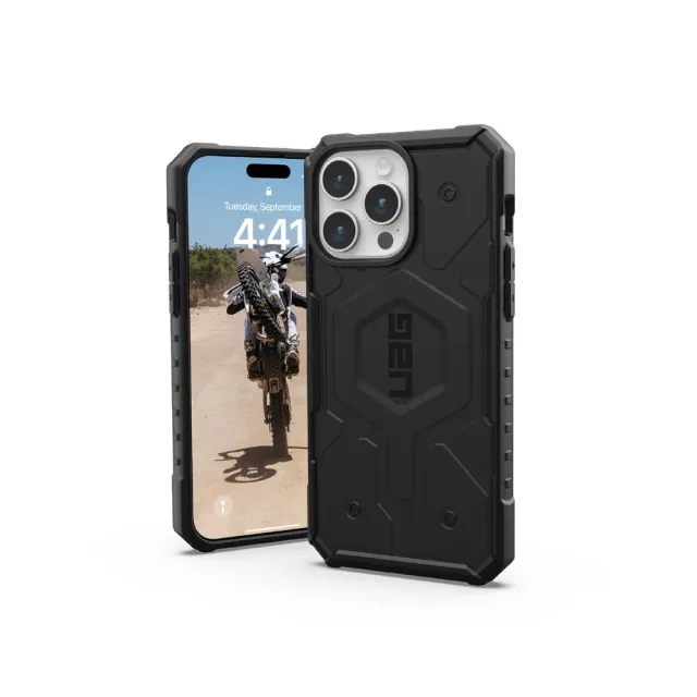 【UAG】iPhone 15 Pro Max 磁吸式耐衝擊保護殼-黑(吊繩殼 支援MagSafe功能)