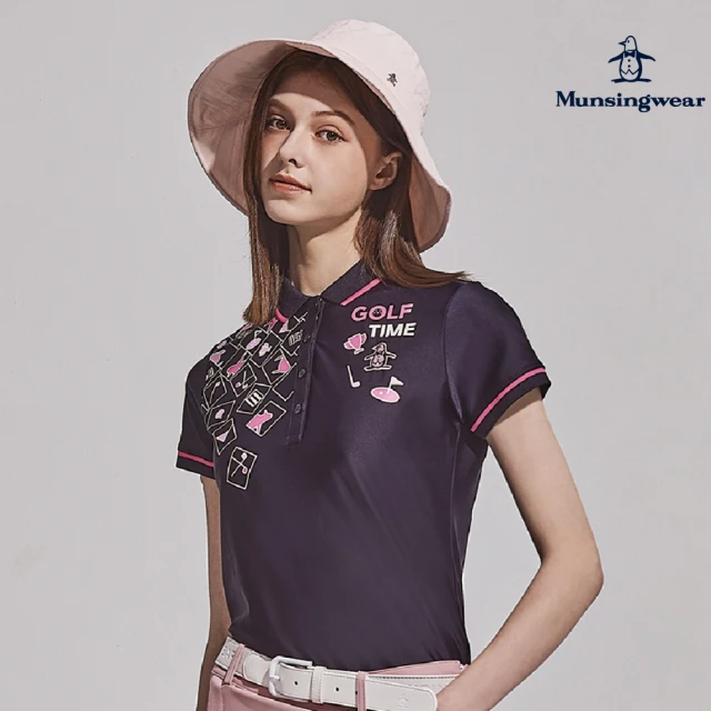 Munsingwear 企鵝牌 女款粉橘色日本製特色衣領輕薄