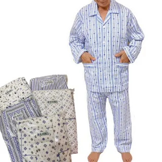 【PIN HAPPINESS】秋冬 台灣製男中厚長袖睡衣套裝(老人居家服 銀髮族睡衣 長照病房服)