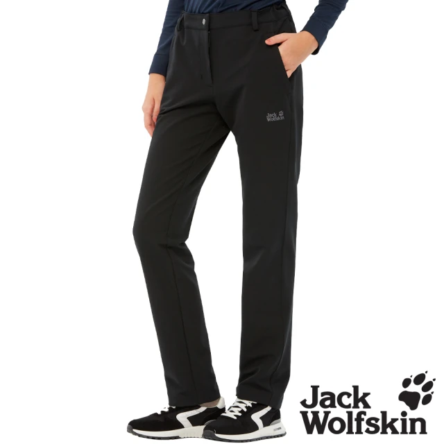 Jack wolfskin 飛狼 女 防潑水極簡休閒長褲 登山褲(黑色)