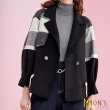 【MON’S】名品格紋印花落間羊毛外套(100%羊毛)