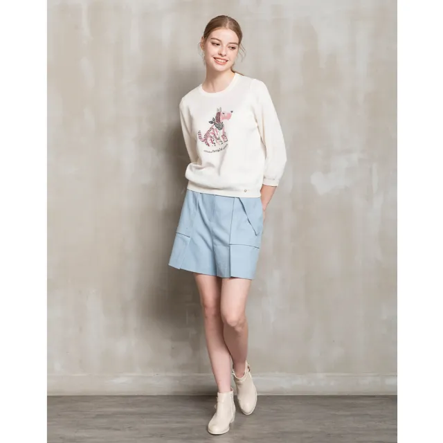 【perng yuh 芃諭名品】俏漾舒活 仿麻織紋 短褲裙（附腰帶）(2023 AW Collection｜2C秋冬系列)