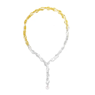 【Olivia Yao Jewellery】有漸層特色 雙色編織珍珠項鍊(Mesh)