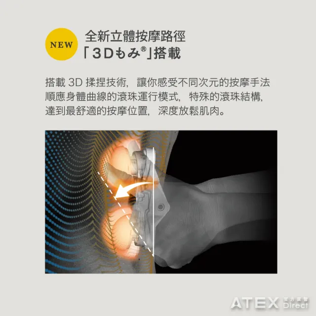 【日本ATEX官方旗艦館】Lourdes金字塔3D溫熱按摩抱枕 AX-HCL310(按摩枕/3D立體)