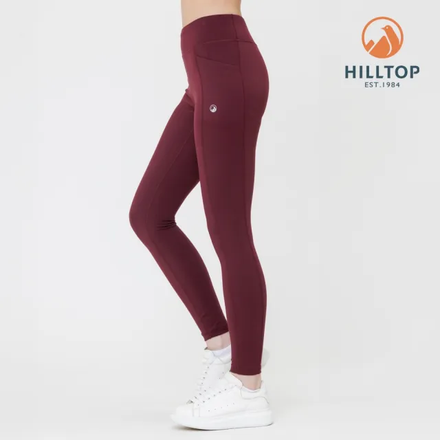 【Hilltop 山頂鳥】POLYGIEN抗菌吸濕快乾保暖彈性瑜珈褲 女款  暗紅｜PH31XFP7ECH0