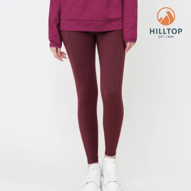 【Hilltop 山頂鳥】POLYGIEN抗菌吸濕快乾保暖彈性瑜珈褲 女款  暗紅｜PH31XFP7ECH0