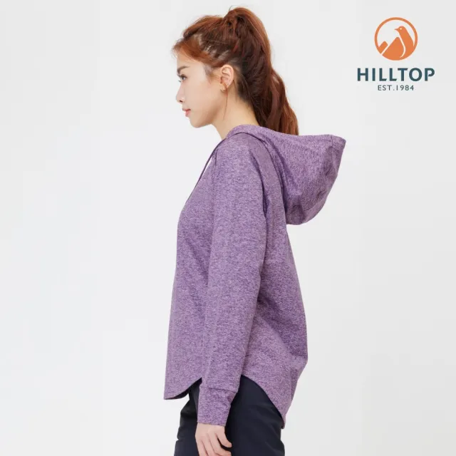 【Hilltop 山頂鳥】POLYGIEN抗菌吸濕快乾保暖彈性刷毛連帽上衣 女款 紫｜PH51XFL6ECJ0