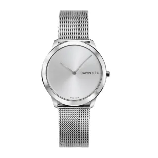 【Calvin Klein 凱文克萊】minimal系列 簡約白面銀框 銀色米蘭錶帶 手錶 腕錶 CK錶 35mm(K3M221Y6)