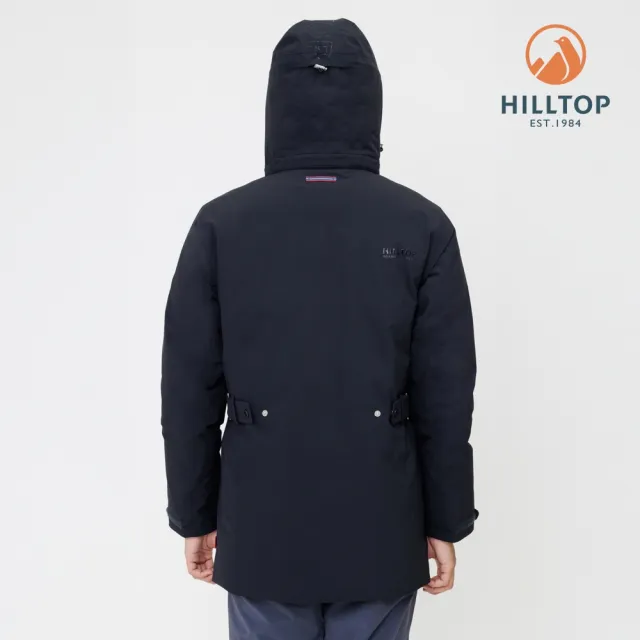 【Hilltop 山頂鳥】防潑水透氣防水保暖羽絨短大衣外套 男款 黑｜PF22XM21ECA0