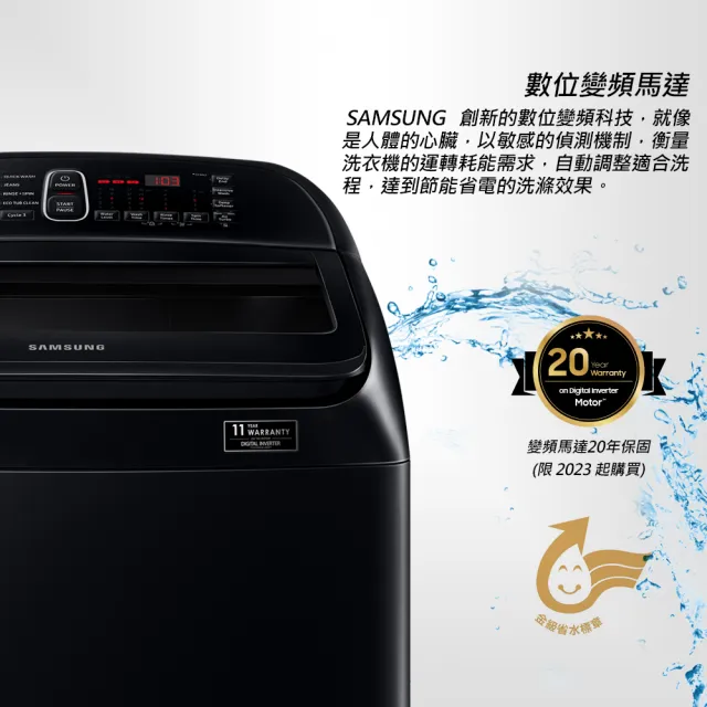 【SAMSUNG 三星】13KG 二代威力淨系列變頻洗衣機(WA13T5360BV/TW)