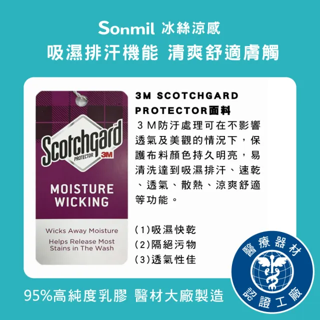 【sonmil】97%高純度 冰絲涼感雙效乳膠床墊4尺7.5cm單人特大床墊 吸濕排汗(頂級先進醫材大廠)