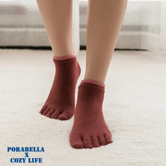 【Porabella】襪子 五指襪 運動襪 普拉提襪 瑜珈襪 防滑襪 防滑五指襪 撞色短襪 YOGA SOCKS