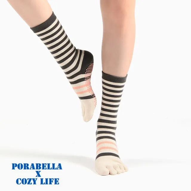 【Porabella】襪子 女襪 五指襪 斑馬襪 條紋襪 運動襪 瑜珈襪 防滑襪 普拉提襪 YOGA SOCKS
