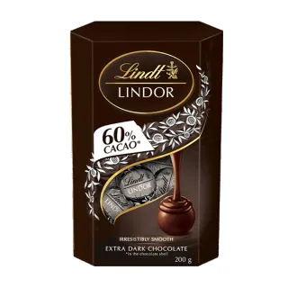 【Lindt 瑞士蓮】Lindor夾餡60%黑巧克力 200g(巧克力)