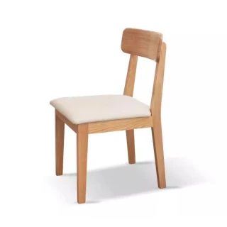 【hoi! 好好生活】源氏木語鹿特丹橡木原木色弧形布面餐椅 Y28S33 砂礫白