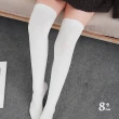 【89 zone】系素面條紋學院風顯瘦 女襪 長筒襪 高筒襪 過膝襪 1 雙(黑/白/咖啡/紅/藏青/灰)