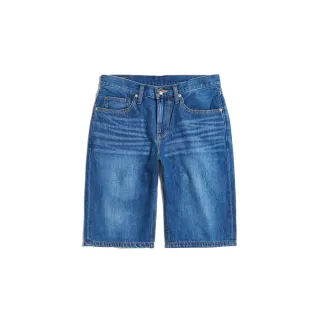 【EDWIN】男裝 加大碼 紅標 基本五袋牛仔短褲(中古藍)