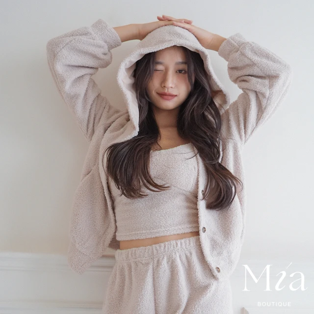 Mia Boutique 包裹冬天-療癒泰迪熊毛絨絨連帽外套