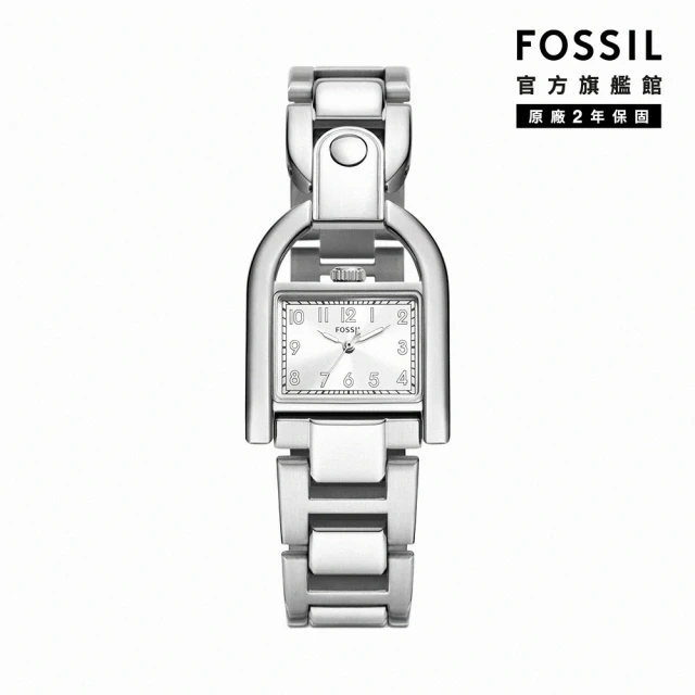 FOSSIL Harwell 極光銀經典馬鞍女錶 銀色不鏽鋼