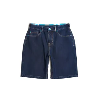 【EDWIN】女裝 冰河玉系列 JERSEYS 迦績 及膝寬鬆短褲(原藍色)