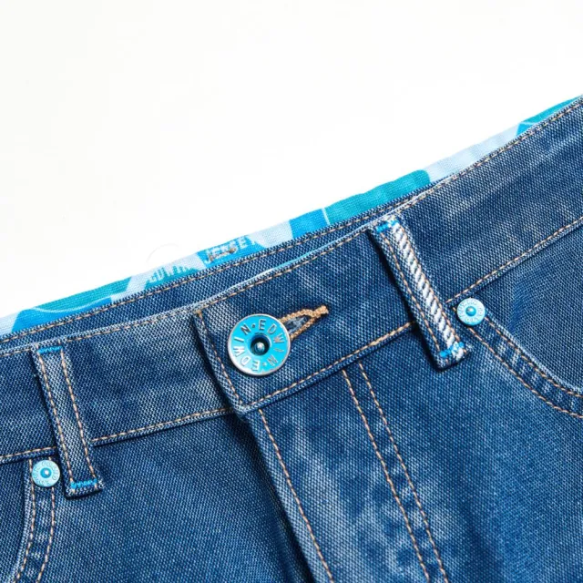 【EDWIN】女裝 冰河玉系列 JERSEYS 迦績 及膝寬鬆短褲(中古藍)