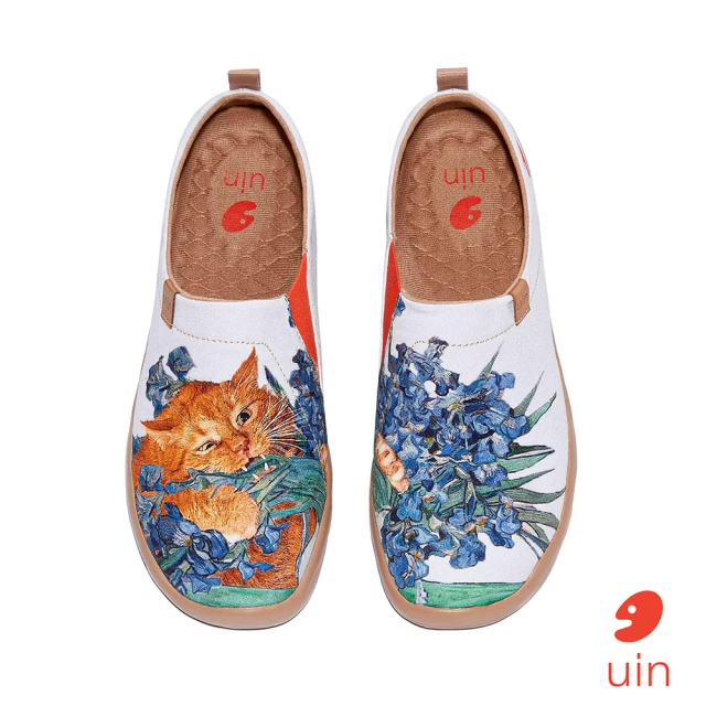 uinuin 西班牙原創設計 女鞋 鳶尾花與貓彩繪休閒鞋W1010925(彩繪)