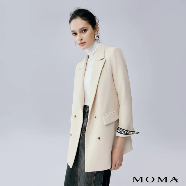 MOMA 率性袖口印字西裝外套(杏色)