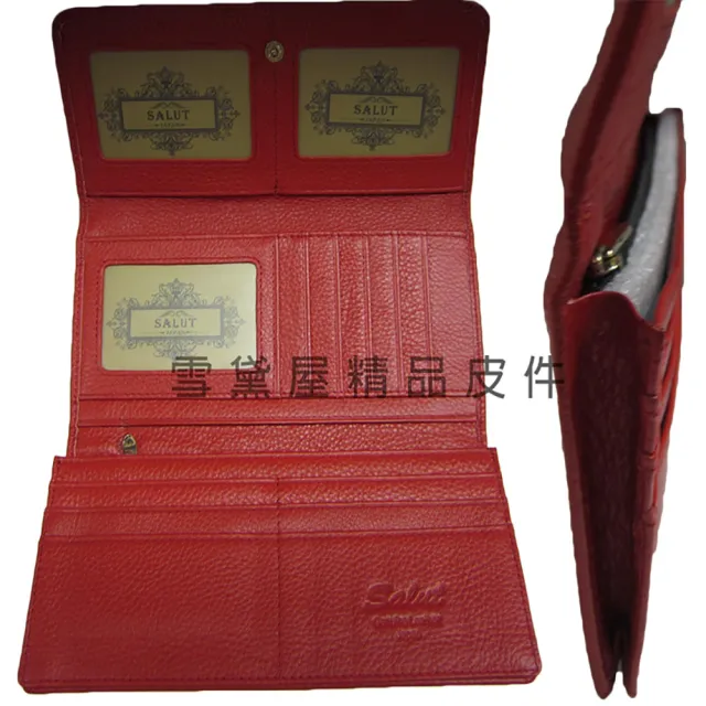【SNOW.bagshop】雙11 Salut 長夾 專櫃 進口品牌 100%進口牛皮革 長型夾 三折暗釦型 大方 大容量 不折鈔