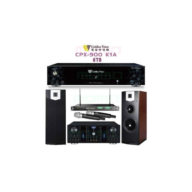 【金嗓】K1A+OKAUDIO DB-8AN+ACT-869+SK-500V(6TB點歌機+卡拉OK綜合擴大機+無線麥克風+落地型喇叭)