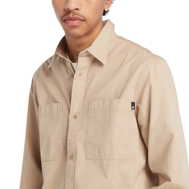 【Timberland】男款卡其色棉質長袖襯衫外套(A2AV8269)