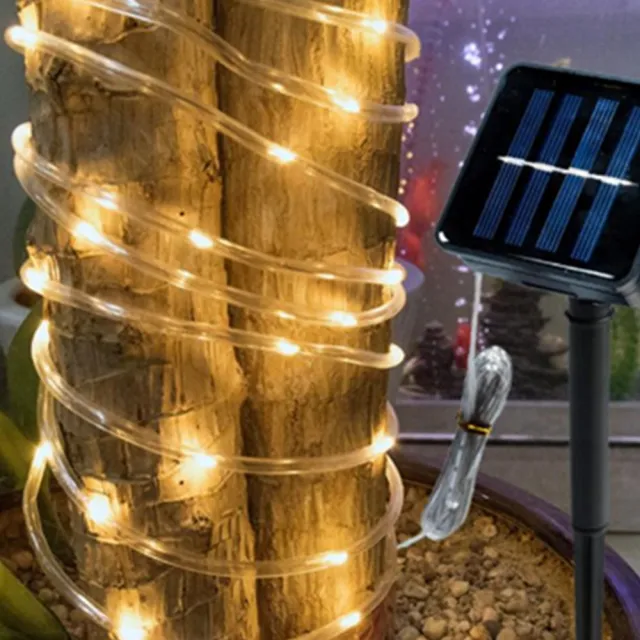 【北熊の天空】太陽能管子燈 LED太陽能燈串 戶外庭園裝飾燈串 樹燈 戶外彩燈(銅線燈串 太陽能 軟管燈)