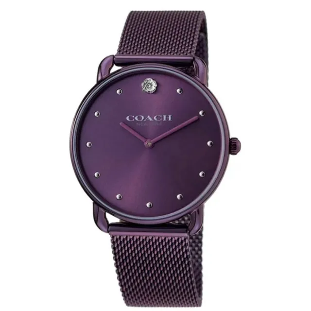 【COACH】官方授權C2 經典米蘭帶時尚腕錶 優雅輕奢時尚 紫色女錶-36mm-贈高級9入首飾盒(CO14504211)