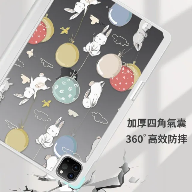 【MOOTUN沐盾】iPad Pro Air3/4/5 七/八/九/十代 磁吸筆槽拆分保護套 mini 氣球兔兔(智能休眠喚醒 可拆式)
