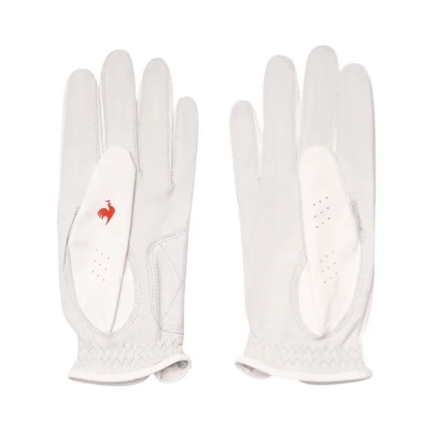 【LE COQ SPORTIF 公雞】高爾夫系列 女款白色立體標誌高爾夫手套 QLS0K781