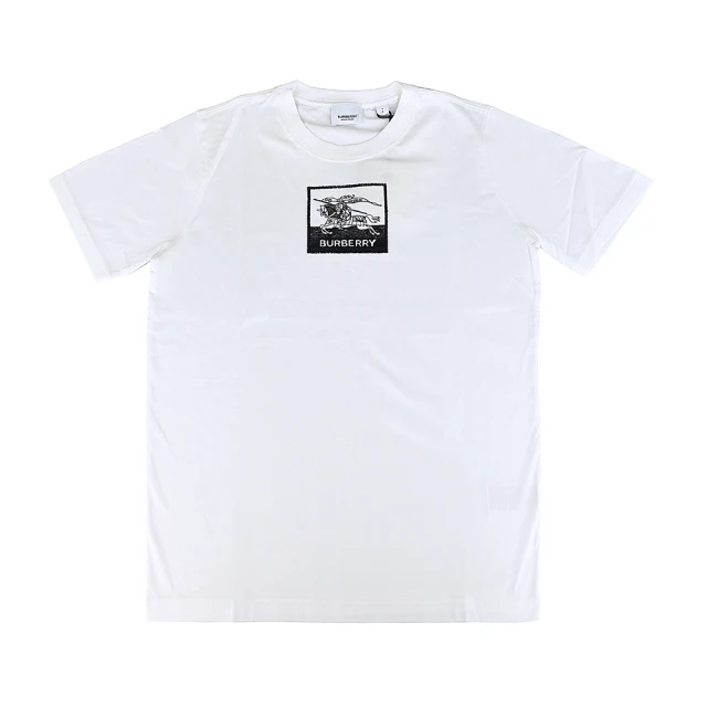 BURBERRY 巴寶莉 BURBERRY EKD奔馬刺繡設計LOGO棉質短袖T恤(女款/白)