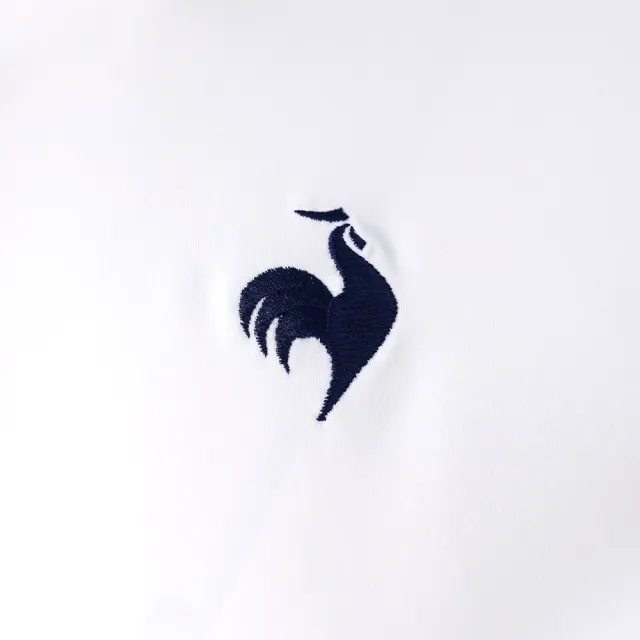 【LE COQ SPORTIF 公雞】高爾夫系列 女款白色立體印花POLO長袖棉衫 QLS2T112