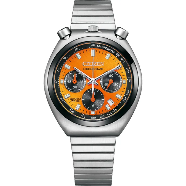 【CITIZEN 星辰】Tsuno Chrono 限定款 牛頭造型三眼計時手錶-橘 母親節 送禮 禮物(AN3660-81X)